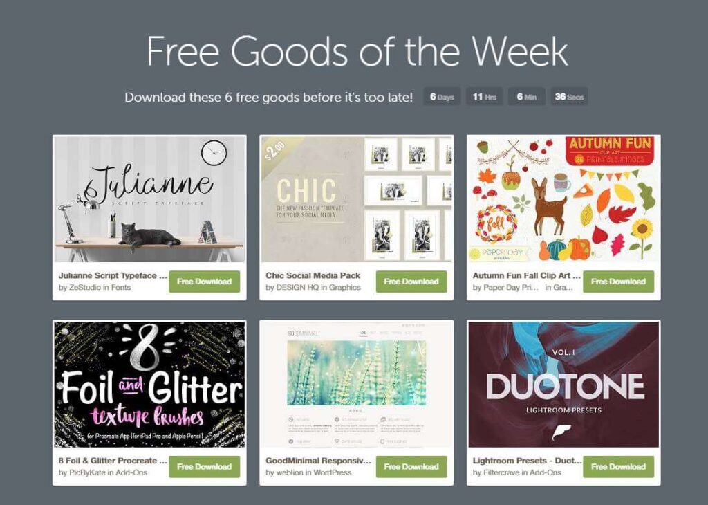 Free Goods Of The Week Creative Market